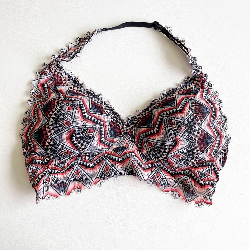 Pink By Victorias Secret Wire Free Lace Bralette Lightly Lined Size L
